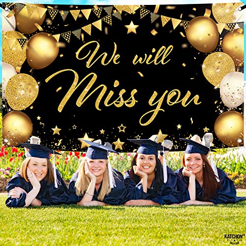 KatchOn Black & Gold We Will Miss You Banner - 72x44 Inch Graduation Backdrop 2026