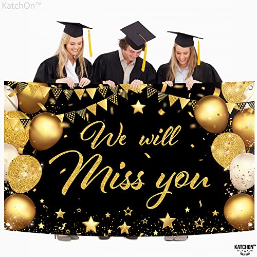 KatchOn Black & Gold We Will Miss You Banner - 72x44 Inch Graduation Backdrop 2026