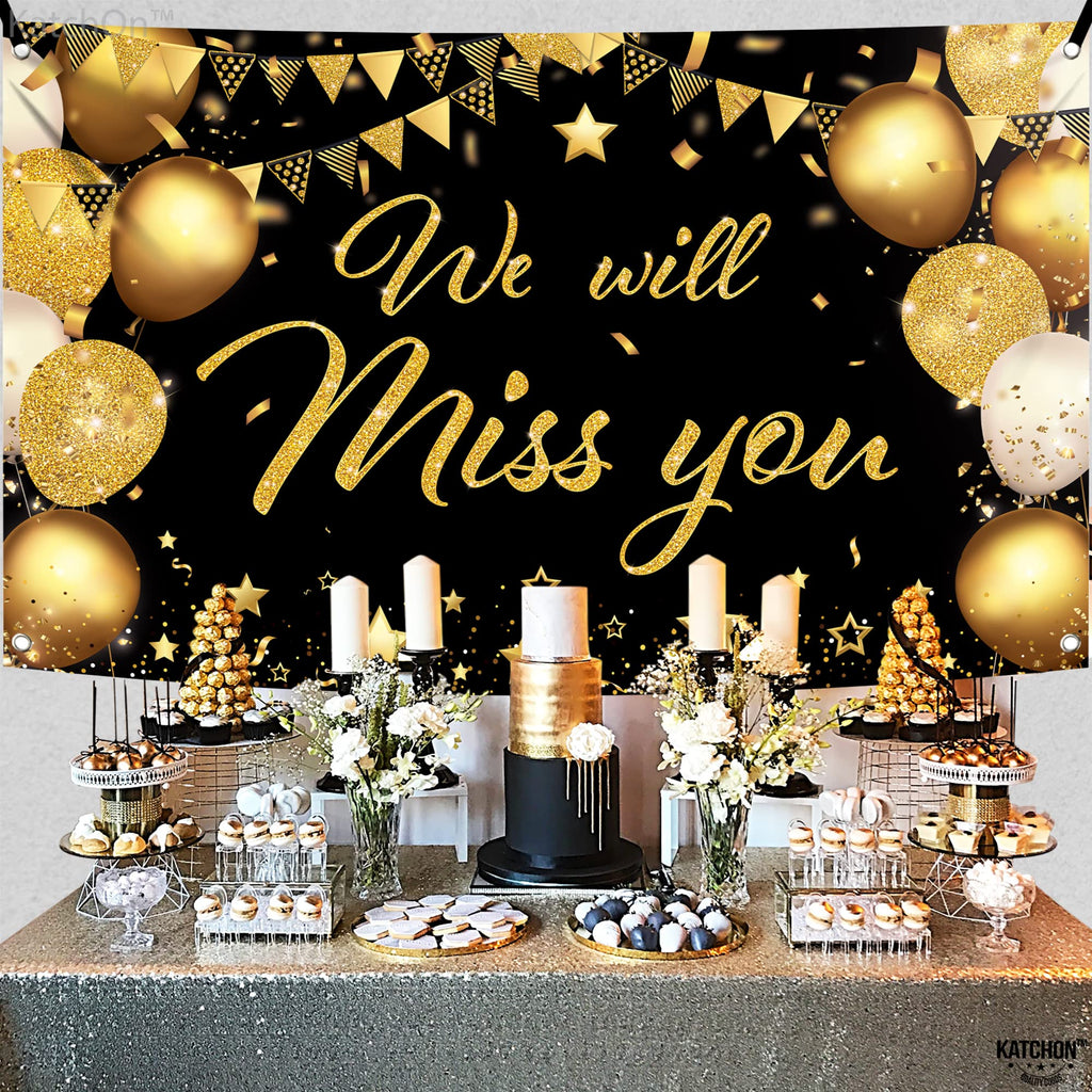 KatchOn Black & Gold We Will Miss You Banner - 72x44 Inch Graduation Backdrop 2026
