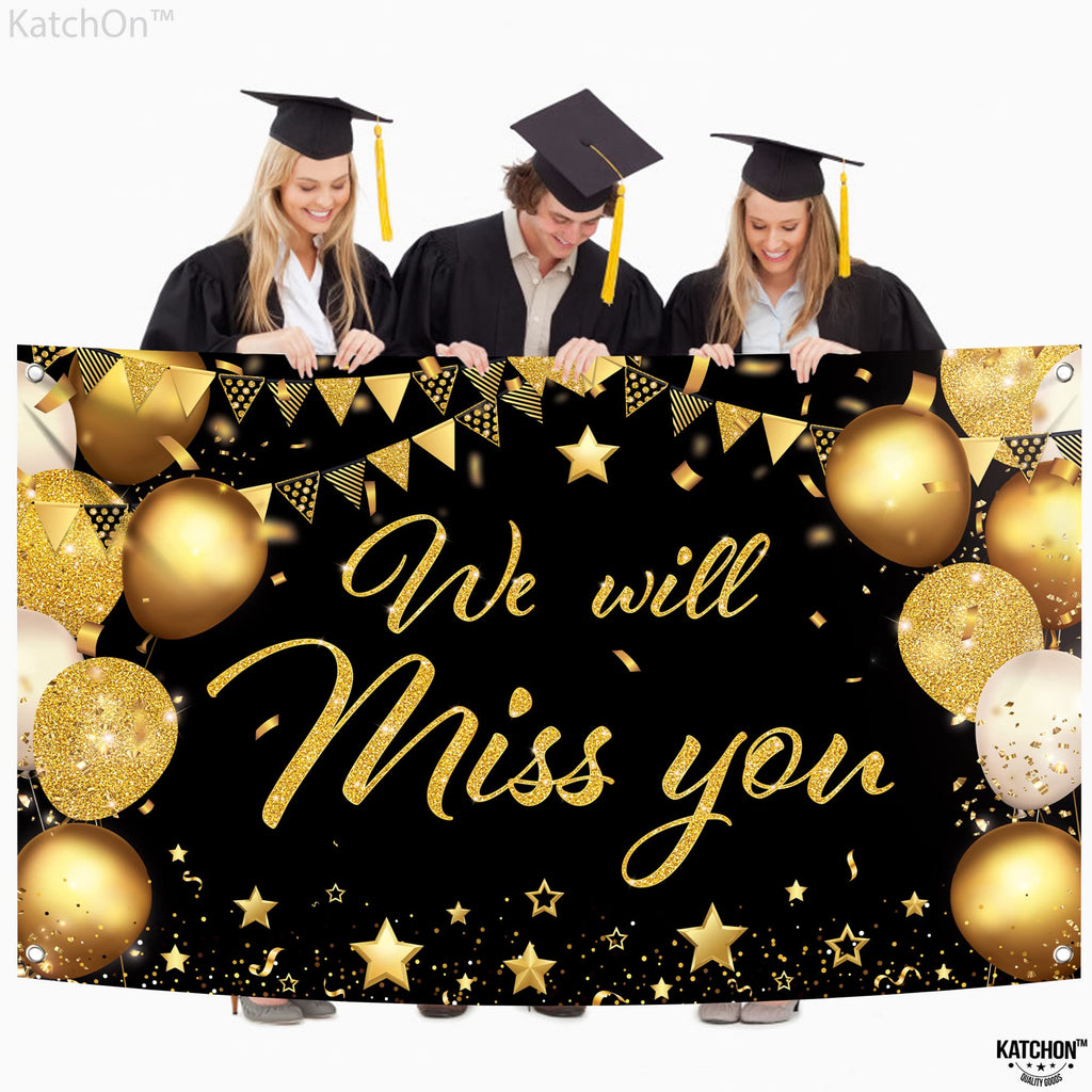 KatchOn Black & Gold We Will Miss You Banner - 72x44 Inch Graduation Backdrop 2026