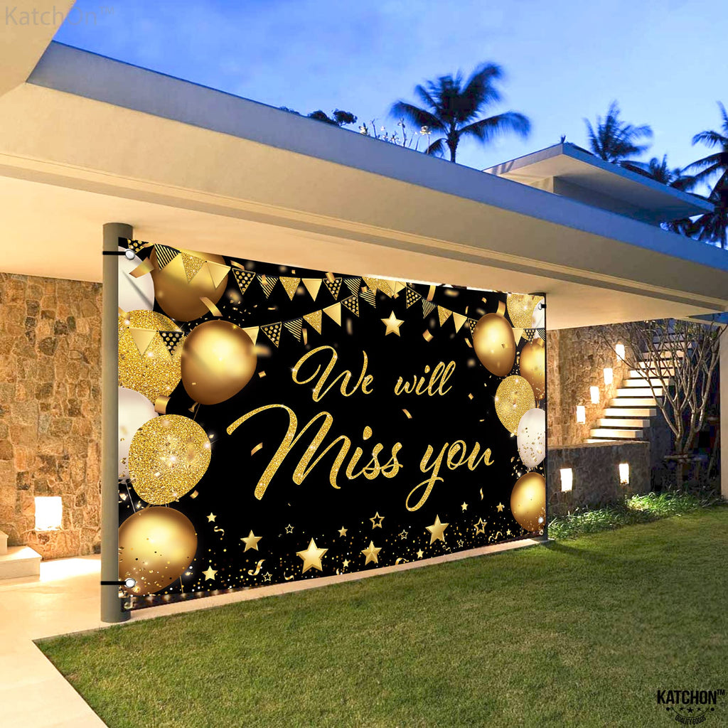 KatchOn Black & Gold We Will Miss You Banner - 72x44 Inch Graduation Backdrop 2026