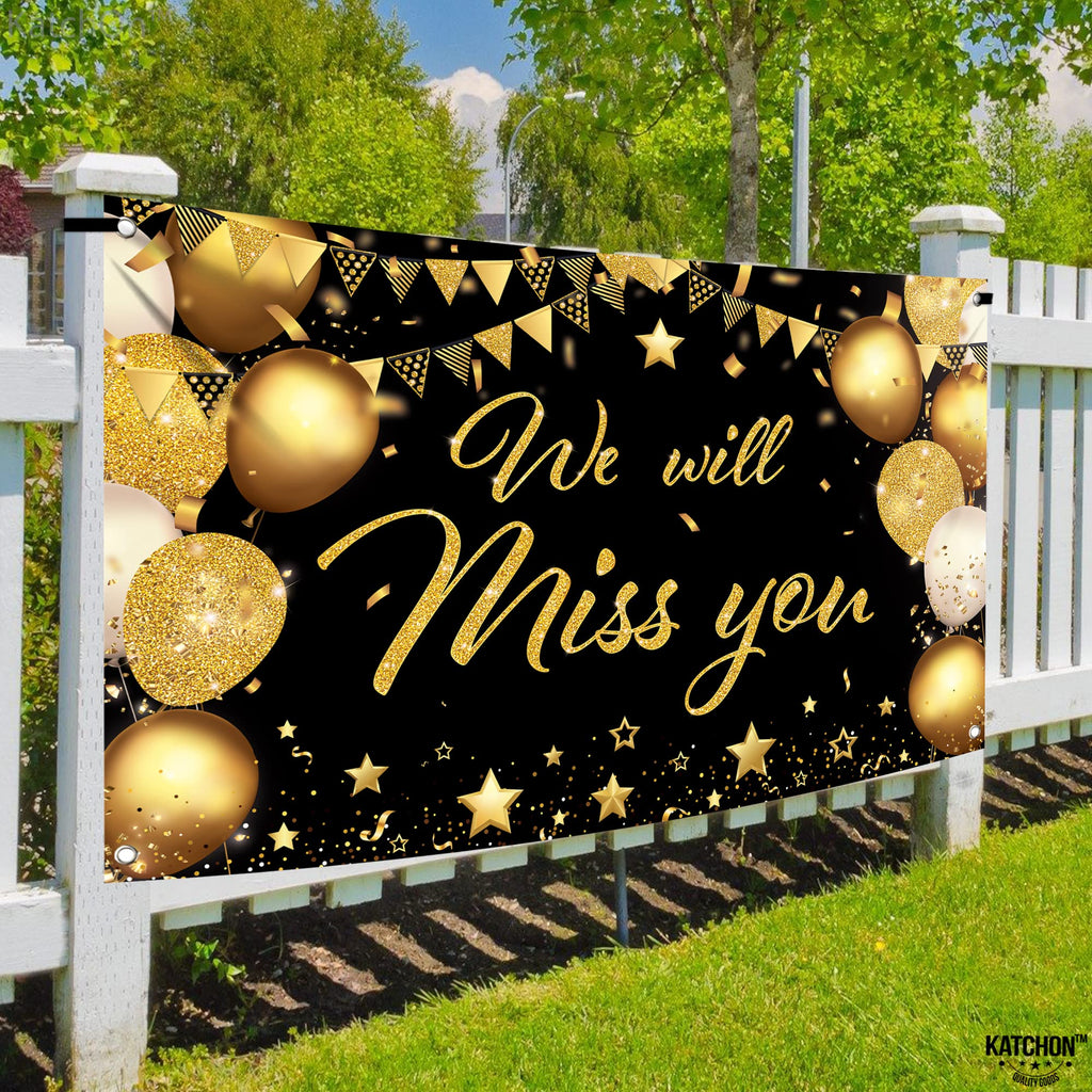 KatchOn Black & Gold We Will Miss You Banner - 72x44 Inch Graduation Backdrop 2026