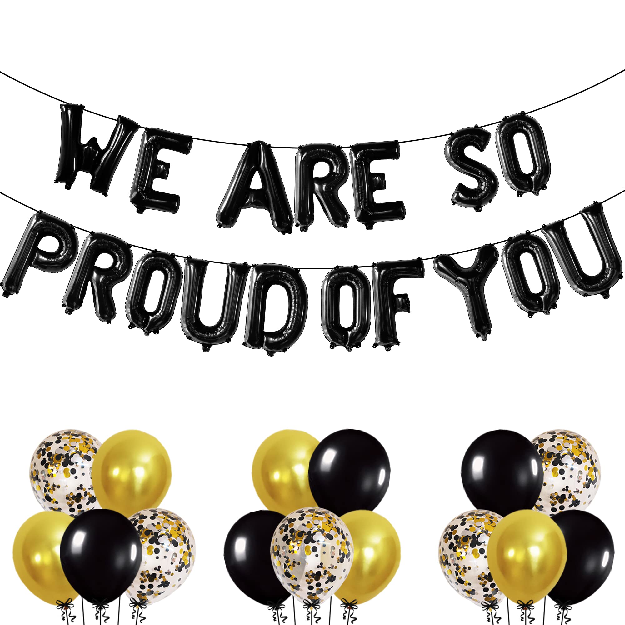 KatchOn Black We Are So Proud of You Balloons - 16 Inch Foil Banner, Pack of 16 for Graduation Decorations 2026