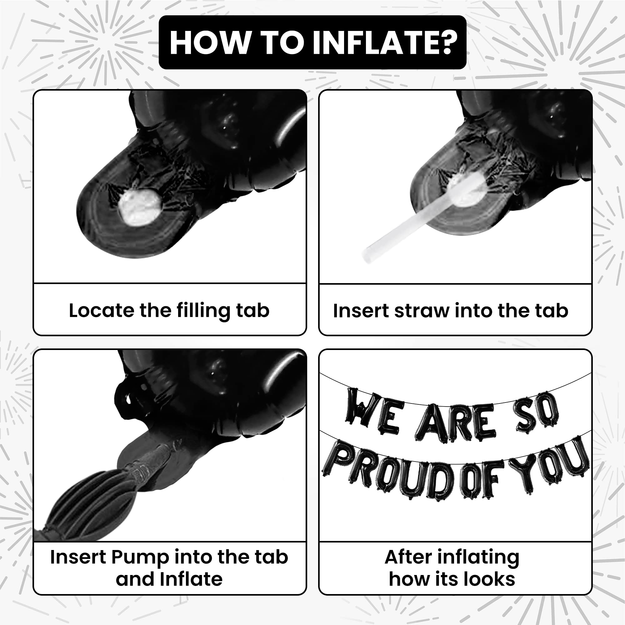 KatchOn Black We Are So Proud of You Balloons - 16 Inch Foil Banner, Pack of 16 for Graduation Decorations 2026