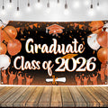 KatchOn Class of 2026 Graduation Banner - Orange & Black - 72 x 44 Inches
