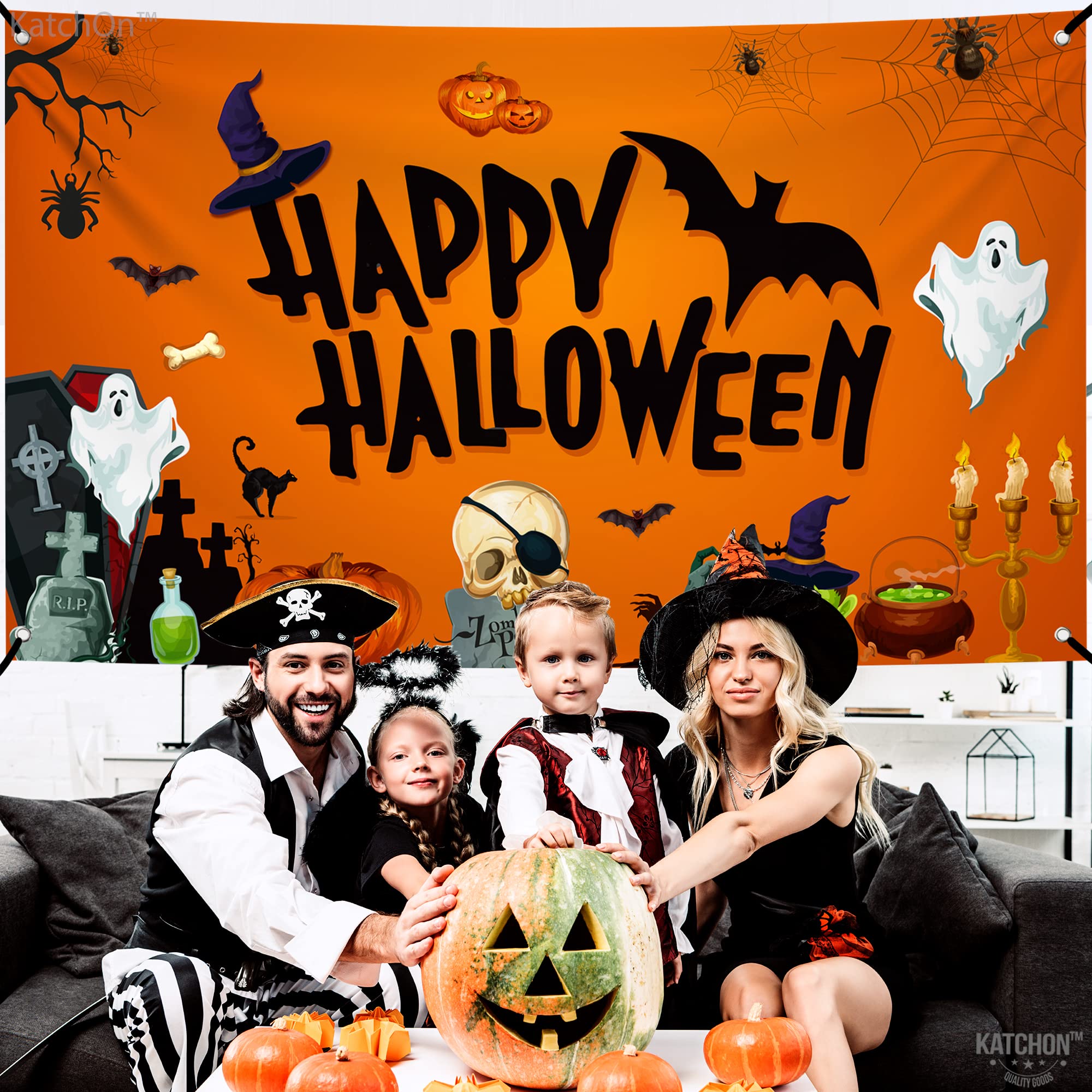 KatchOn Day of the Dead Backdrop 72x44 Inch – Mexican Halloween Banner for Dia De Los Muertos Decor