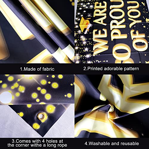 KatchOn Extra Large 72x44 Inch Black and Gold 'We Are So Proud of You' Graduation Banner 2026