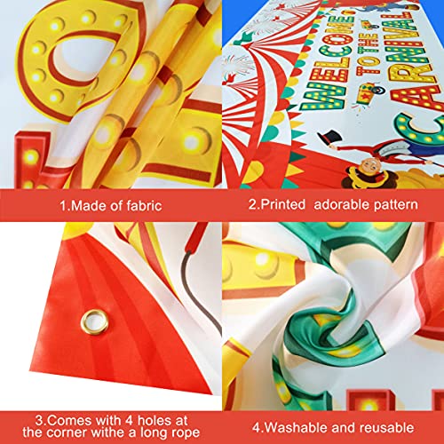 KatchOn Extra Large Carnival Welcome Banner - 72x44 Inch Cotton Backdrop for Party Decor