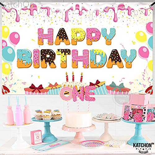 KatchOn Extra Large Donut Birthday Banner 72x44 Inch, Sprinkles Design, Reusable Cloth Backdrop