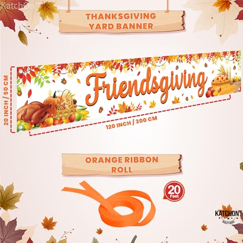 KatchOn Friendsgiving Banner 120x20 Inch - Large Outdoor Yard Sign for Friendsgiving Party Decor