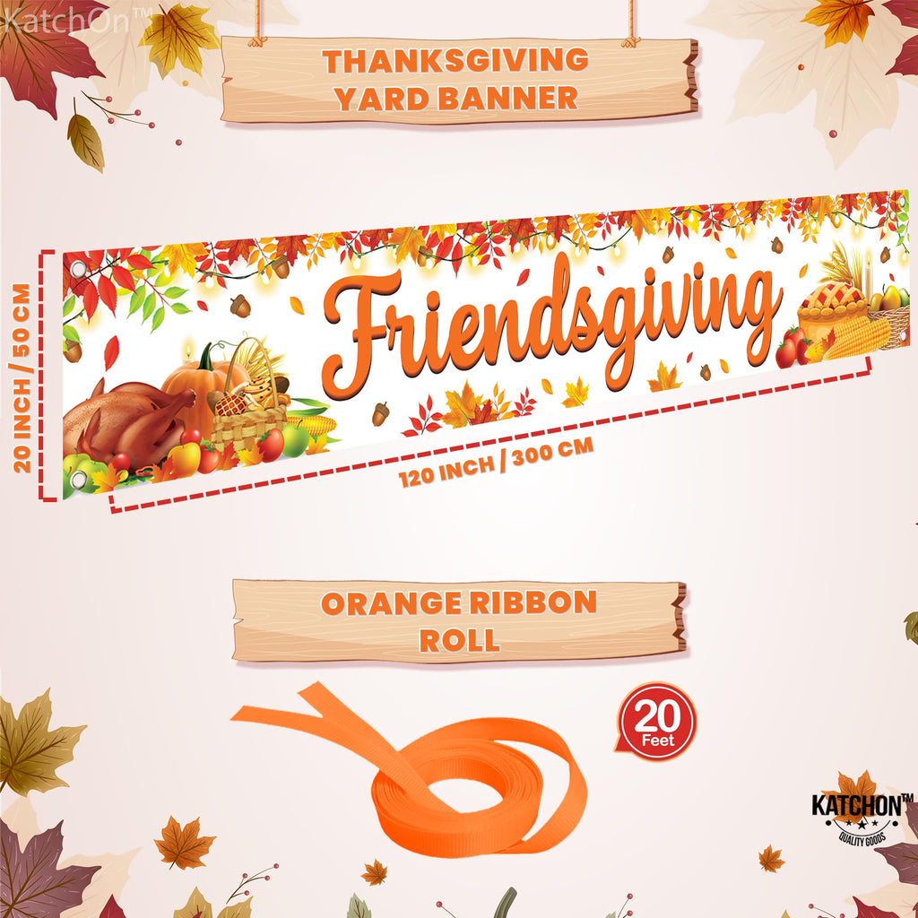 KatchOn Friendsgiving Banner 120x20 Inch - Large Outdoor Yard Sign for Friendsgiving Party Decor