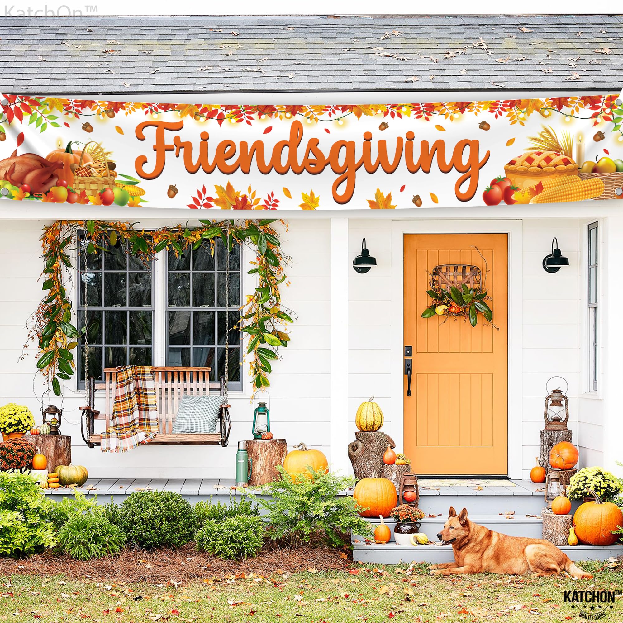 KatchOn Friendsgiving Banner 120x20 Inch - Large Outdoor Yard Sign for Friendsgiving Party Decor