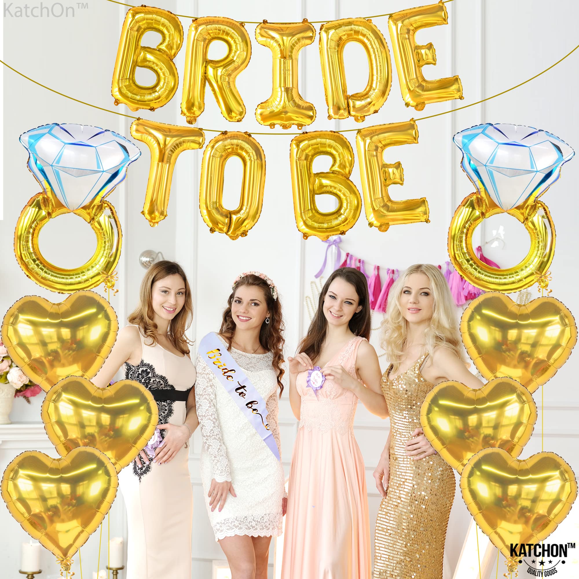 KatchOn Gold Bride To Be Balloons Set – 17 Pieces for Bridal Shower & Bachelorette Party Decor