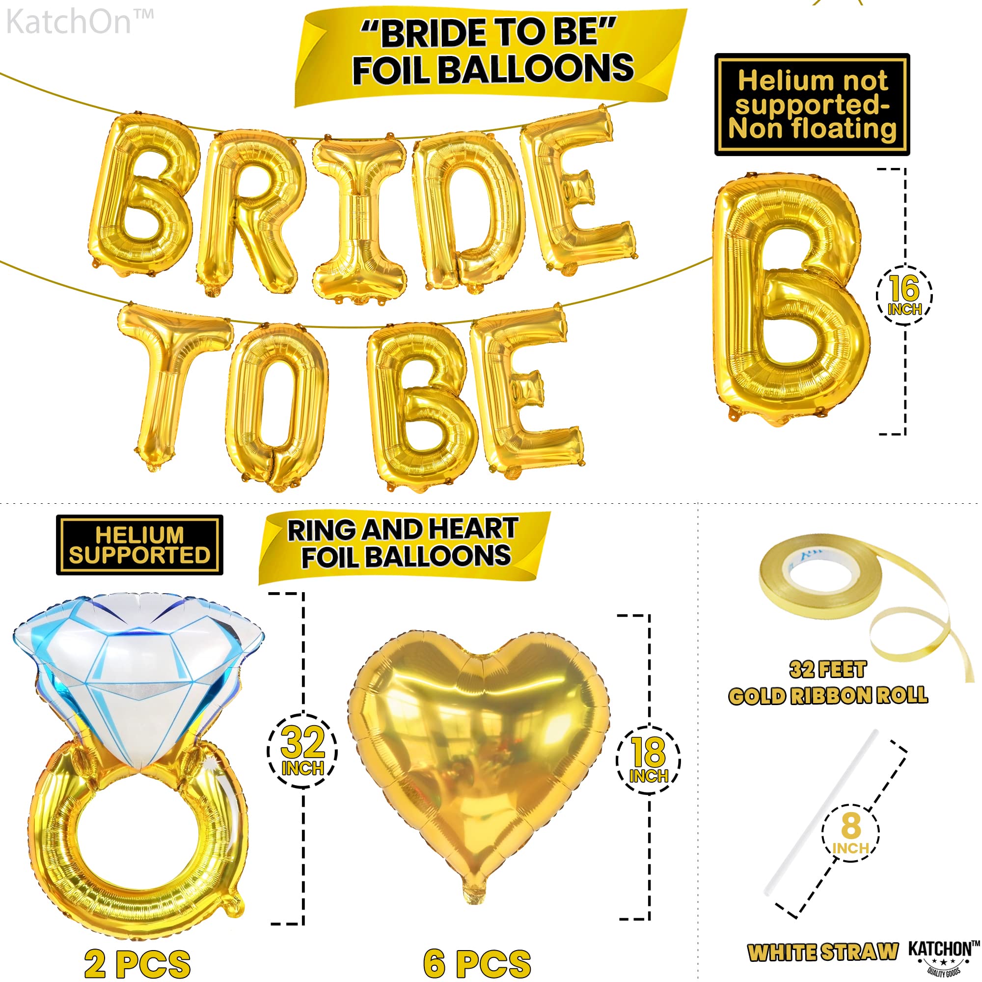 KatchOn Gold Bride To Be Balloons Set – 17 Pieces for Bridal Shower & Bachelorette Party Decor