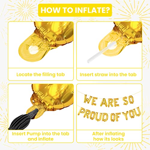 KatchOn Gold We Are So Proud of You Balloons – 16 Inch Pack of 11 for Graduation 2026 Decorations with Confetti