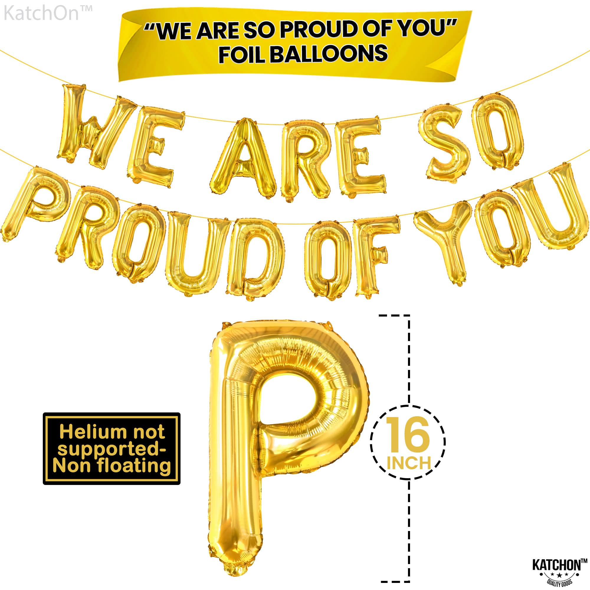 KatchOn Gold We Are So Proud of You Balloons – 16 Inch Pack of 11 for Graduation 2026 Decorations with Confetti
