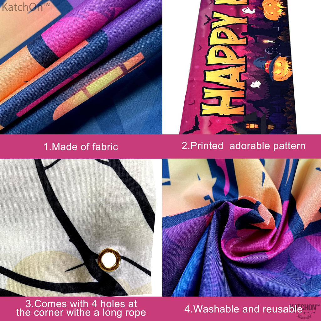 KatchOn Happy Halloween Banner Xtra Large 120x20 Inch Outdoor Yard Decoration