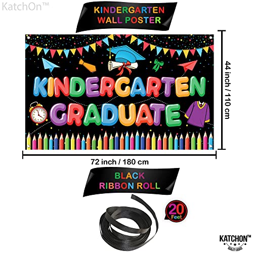 KatchOn Kindergarten Graduation Banner 2026 - 72x44 Inch Fabric Backdrop for Preschool Party Decor