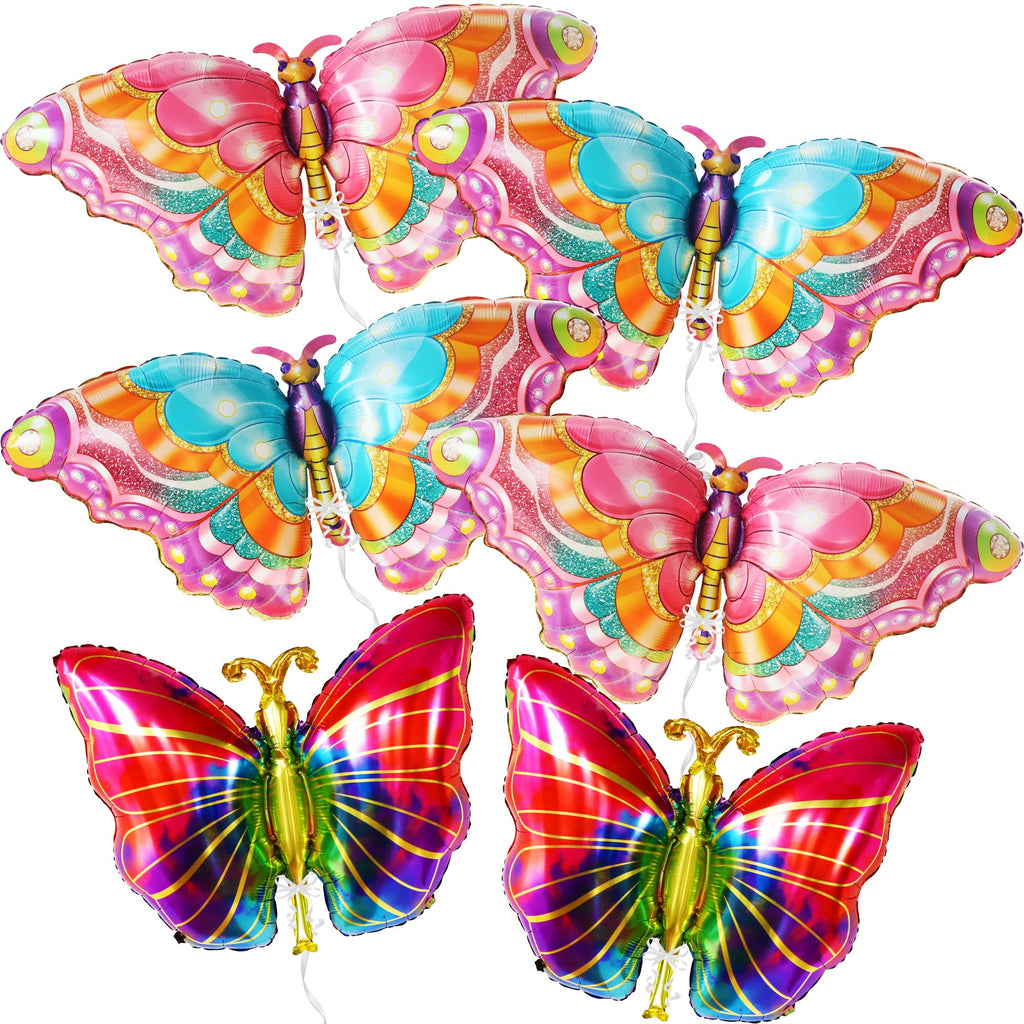 KatchOn Pack of 6 Large 38-Inch Monarch Butterfly Mylar Balloons for Party Decorations