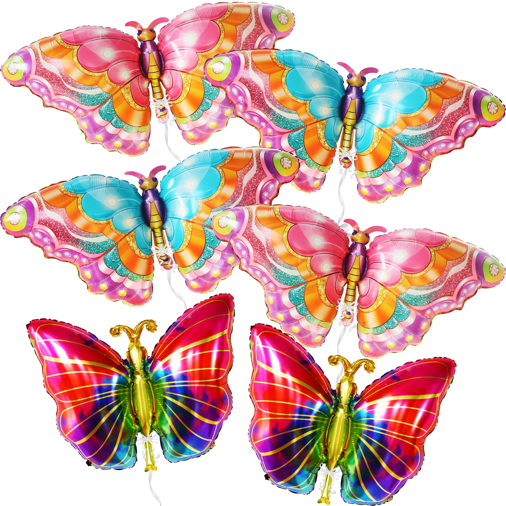KatchOn Pack of 6 Large 38-Inch Monarch Butterfly Mylar Balloons for Party Decorations
