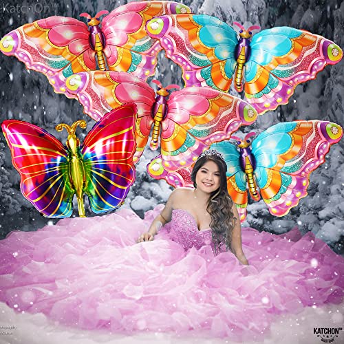 KatchOn Pack of 6 Large 38-Inch Monarch Butterfly Mylar Balloons for Party Decorations