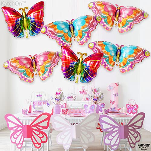 KatchOn Pack of 6 Large 38-Inch Monarch Butterfly Mylar Balloons for Party Decorations