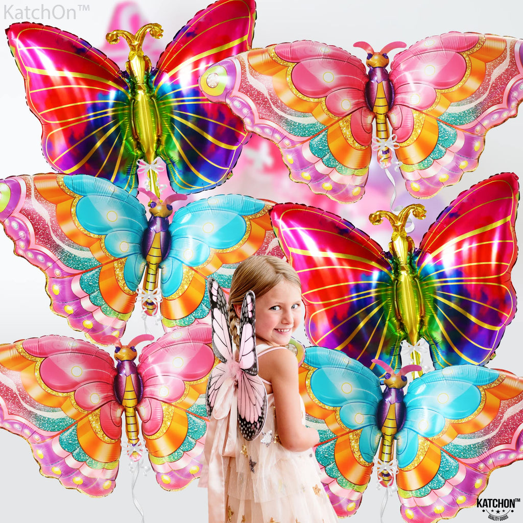KatchOn Pack of 6 Large 38-Inch Monarch Butterfly Mylar Balloons for Party Decorations
