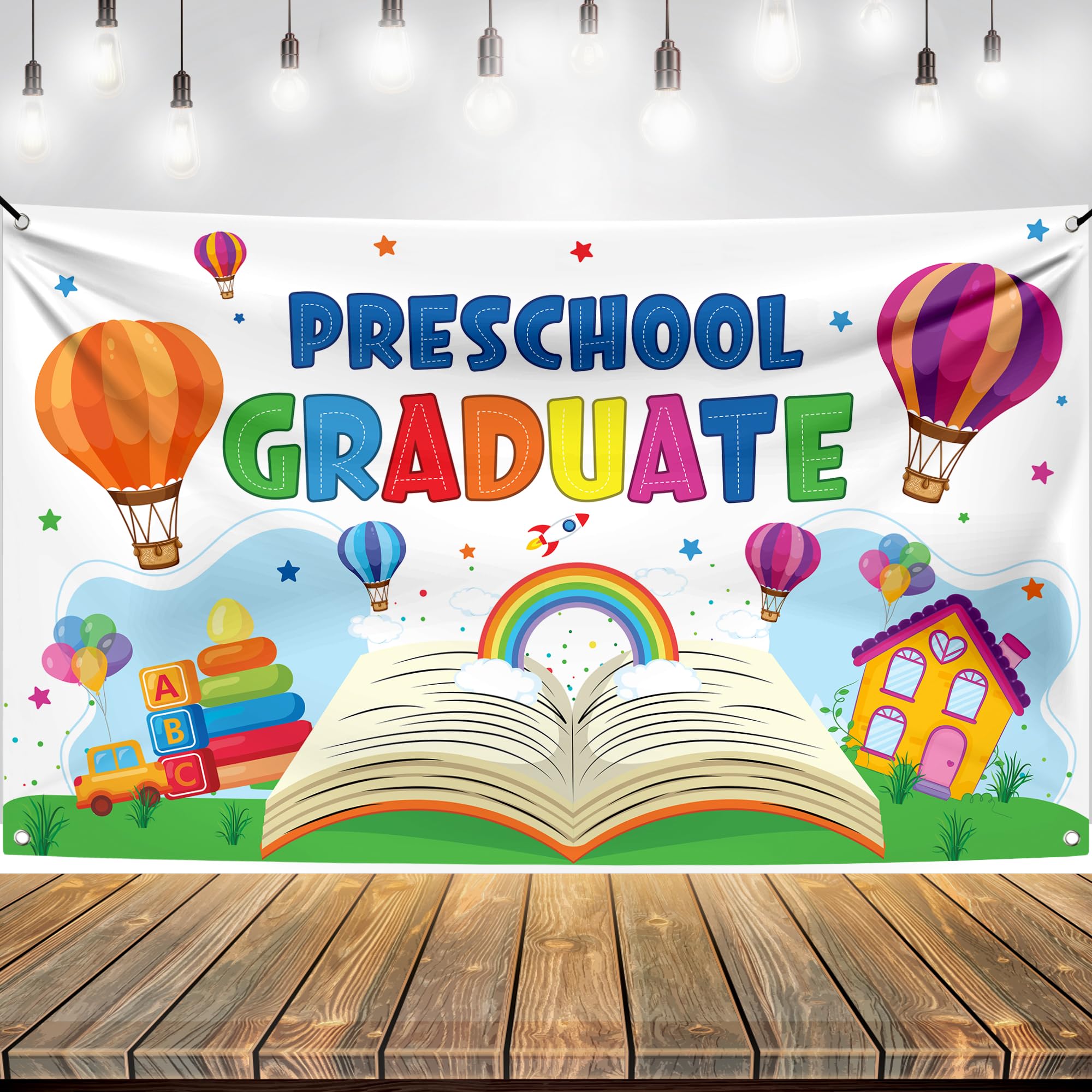 KatchOn Preschool Graduation Banner 2026 – 72x44 Inch Multicolor Kindergarten Backdrop, Class of 2026 Decorations