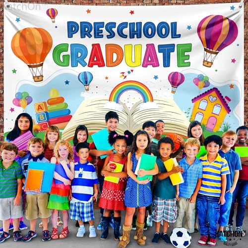 KatchOn Preschool Graduation Banner 2026 – 72x44 Inch Multicolor Kindergarten Backdrop, Class of 2026 Decorations
