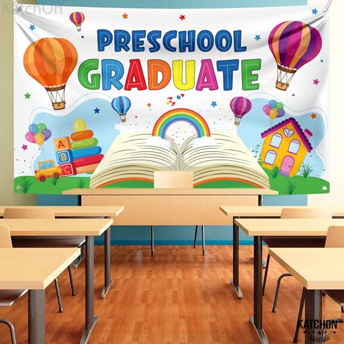 KatchOn Preschool Graduation Banner 2026 – 72x44 Inch Multicolor Kindergarten Backdrop, Class of 2026 Decorations