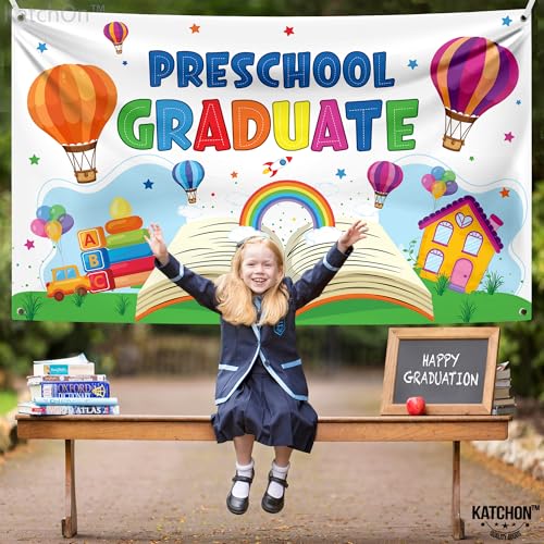 KatchOn Preschool Graduation Banner 2026 – 72x44 Inch Multicolor Kindergarten Backdrop, Class of 2026 Decorations