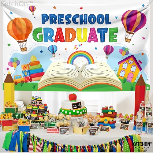 KatchOn Preschool Graduation Banner 2026 – 72x44 Inch Multicolor Kindergarten Backdrop, Class of 2026 Decorations