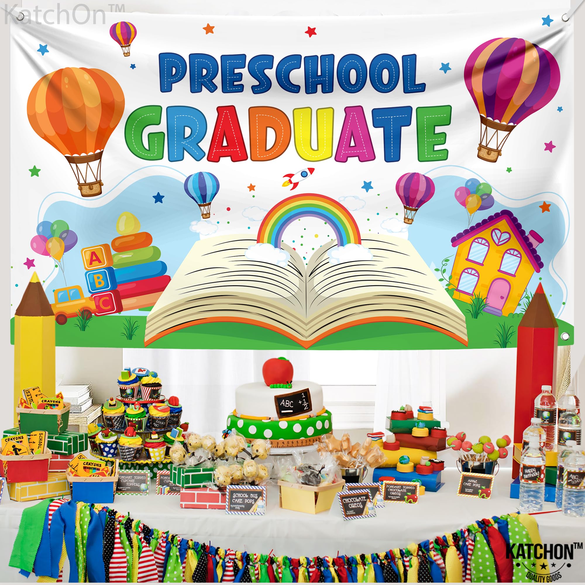 KatchOn Preschool Graduation Banner 2026 – 72x44 Inch Multicolor Kindergarten Backdrop, Class of 2026 Decorations