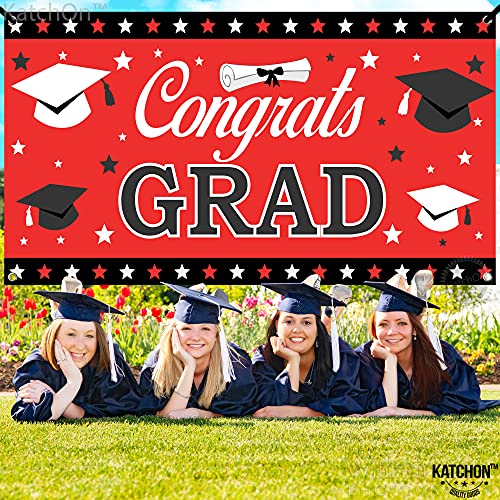 KatchOn Red and Black Graduation Banner 2026 – 72x44 Inch Fabric Banner with Corner Rings
