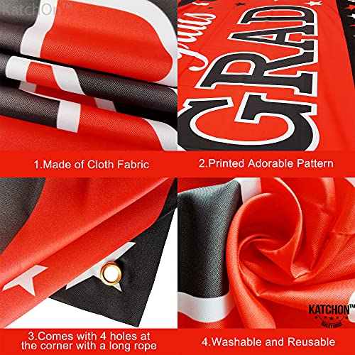 KatchOn Red and Black Graduation Banner 2026 – 72x44 Inch Fabric Banner with Corner Rings