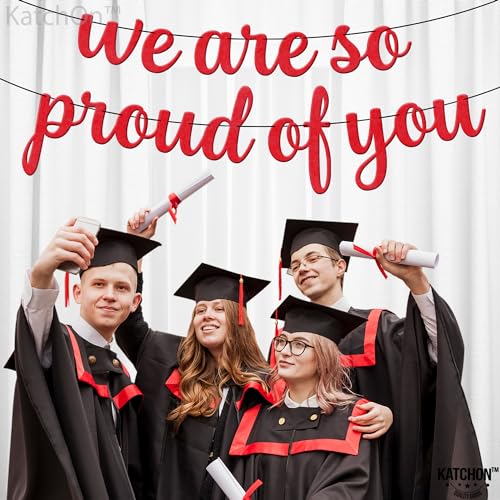 KatchOn Red Felt We Are So Proud of You Graduation Banner 8 Feet - Class of 2026