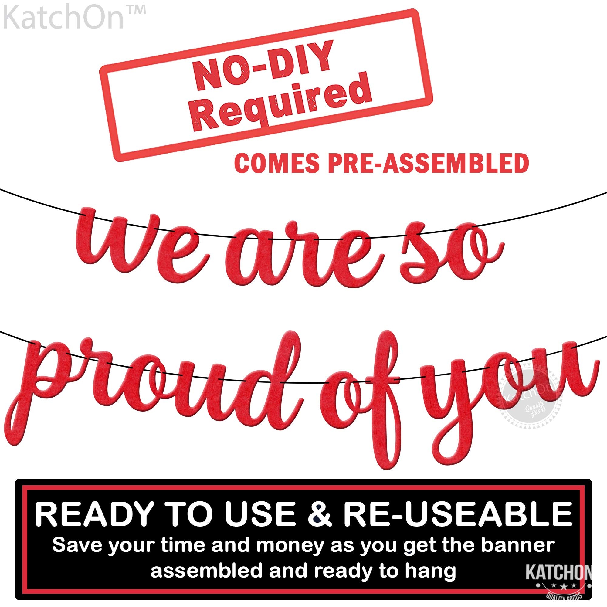 KatchOn Red Felt We Are So Proud of You Graduation Banner 8 Feet - Class of 2026