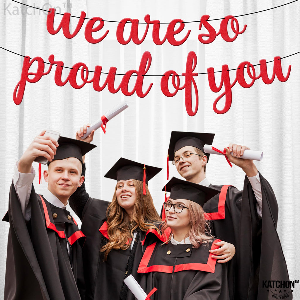 KatchOn Red Felt We Are So Proud of You Graduation Banner 8 Feet - Class of 2026