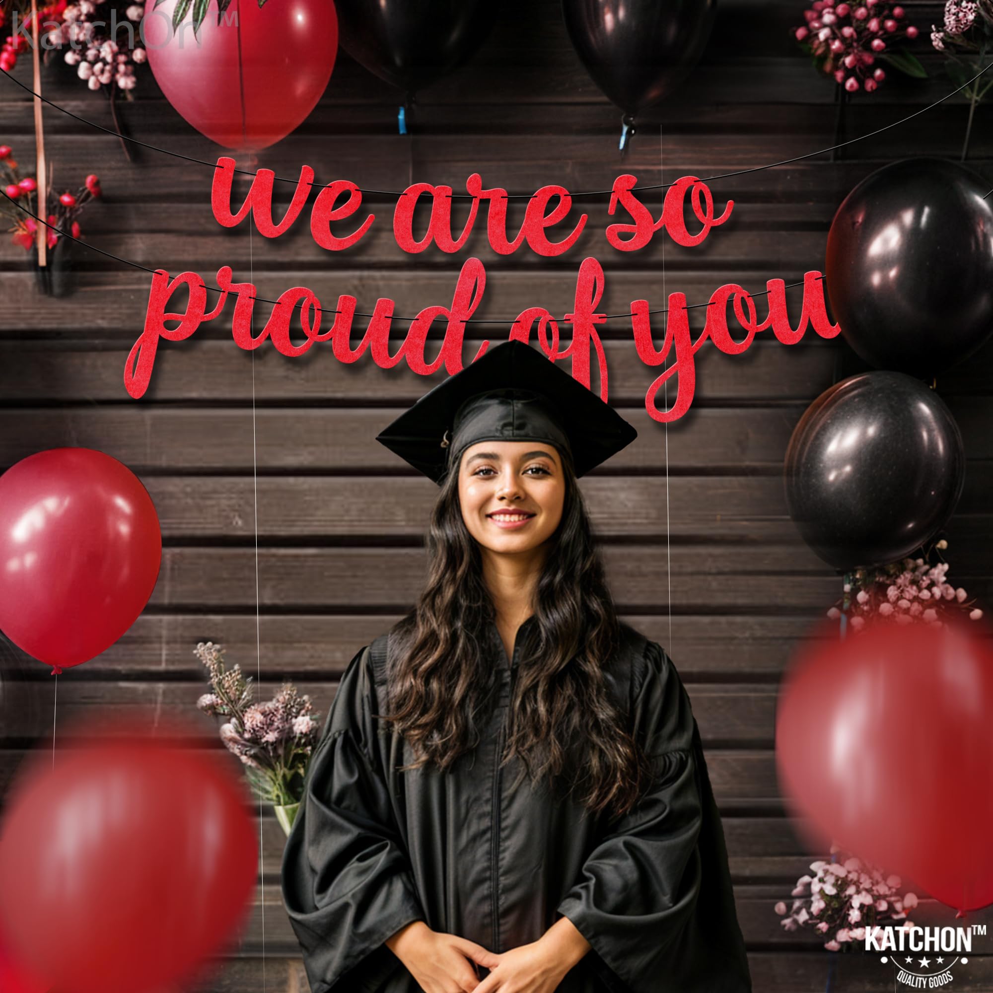 KatchOn Red Felt We Are So Proud of You Graduation Banner 8 Feet - Class of 2026