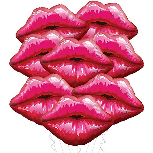 KatchOn Red Lip Balloons - 30 Inch Pack of 8, Mylar Foil Kiss Balloons for Anniversary, Bachelorette, Bridal Shower & Pride Decorations