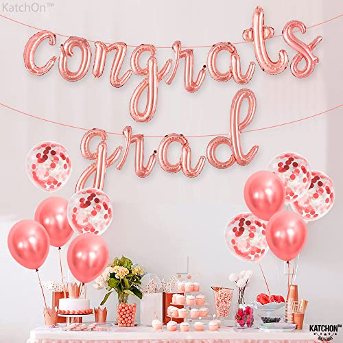 KatchOn Rose Gold Congrats Grad Balloon – 16 Inch Class of 2026 Decoration