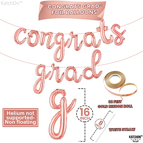 KatchOn Rose Gold Congrats Grad Balloon – 16 Inch Class of 2026 Decoration