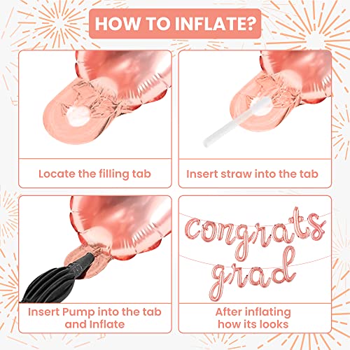 KatchOn Rose Gold Congrats Grad Balloon – 16 Inch Class of 2026 Decoration