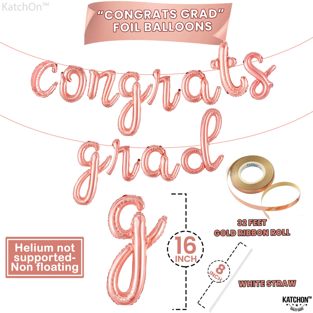 KatchOn Rose Gold Congrats Grad Balloon – 16 Inch Class of 2026 Decoration