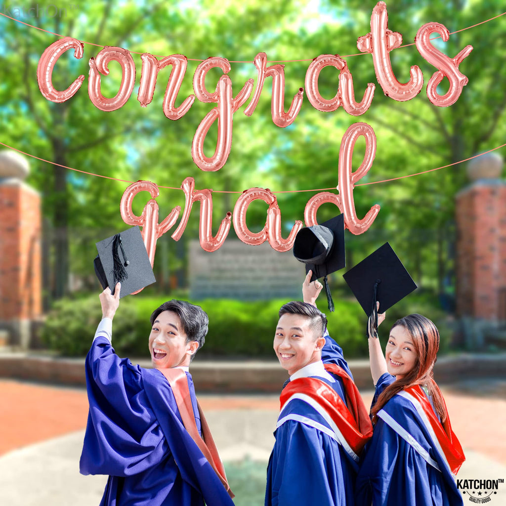KatchOn Rose Gold Congrats Grad Balloon – 16 Inch Class of 2026 Decoration