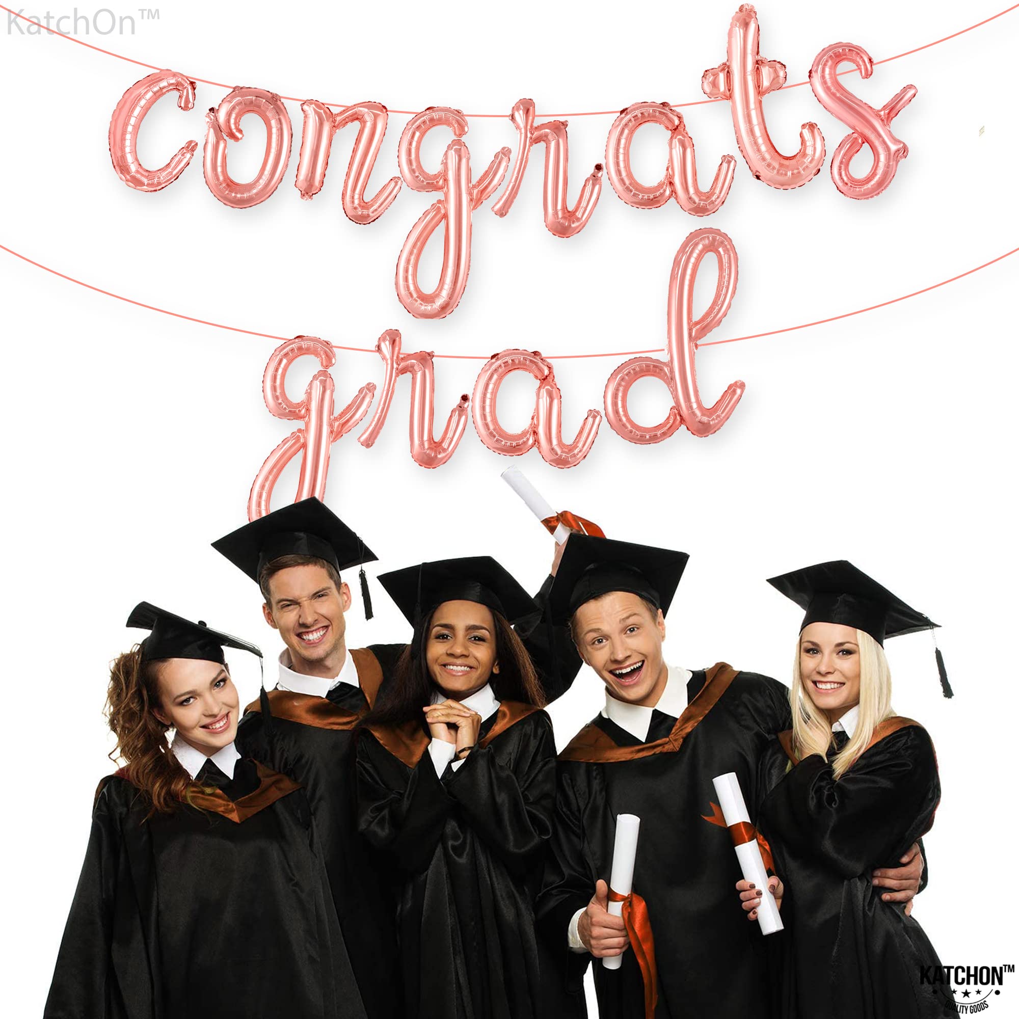 KatchOn Rose Gold Congrats Grad Balloon – 16 Inch Class of 2026 Decoration