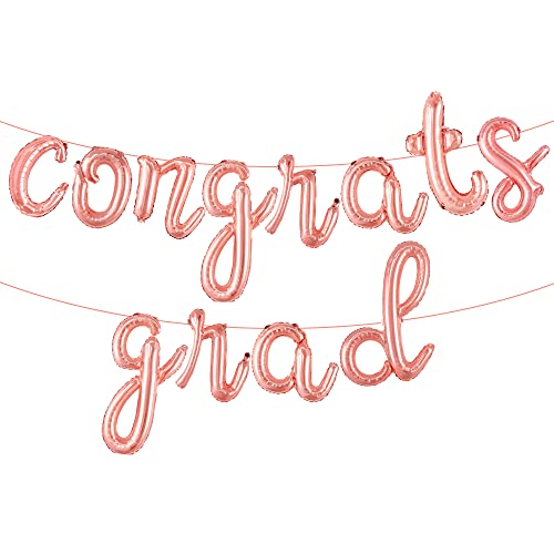 KatchOn Rose Gold Congrats Grad Balloon – 16 Inch Class of 2026 Decoration