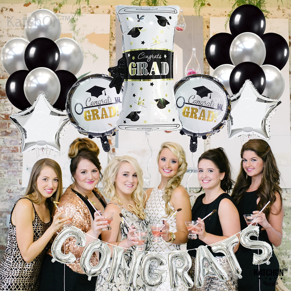 KatchOn Silver Congrats Graduation Balloon Set - 27 Pieces for Class of 2026