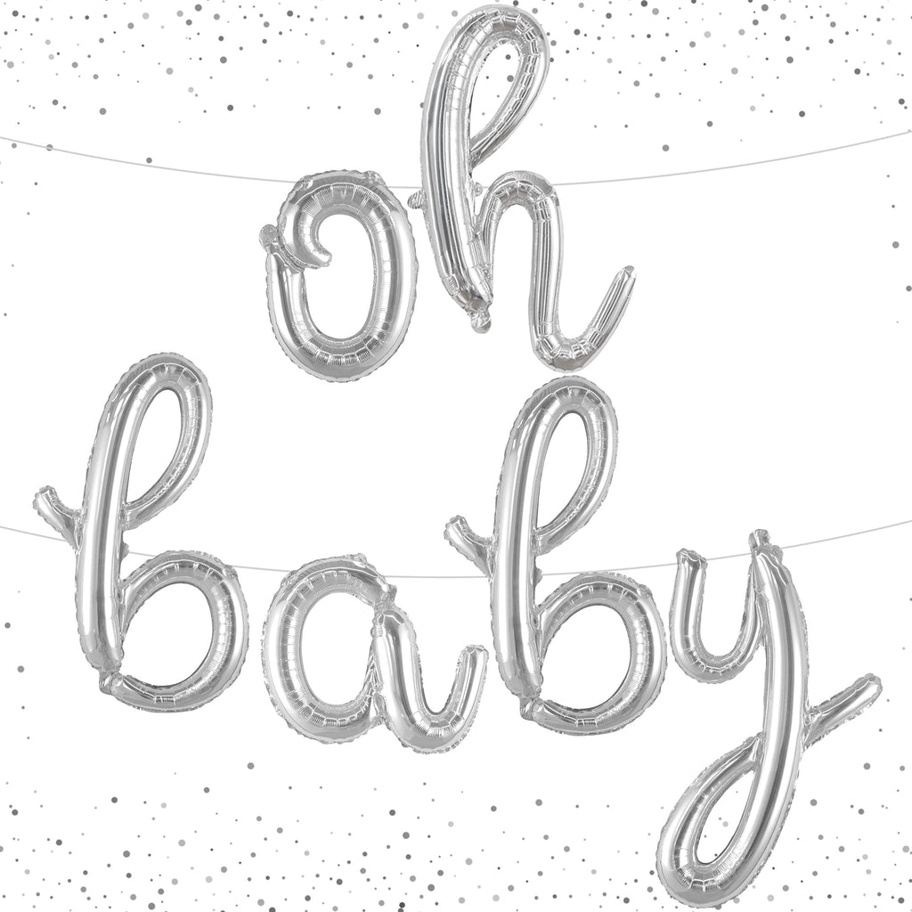 KatchOn Silver Oh Baby Balloon Banner - 16 Inch Letter Set for Gender Reveal & Baby Shower Decor