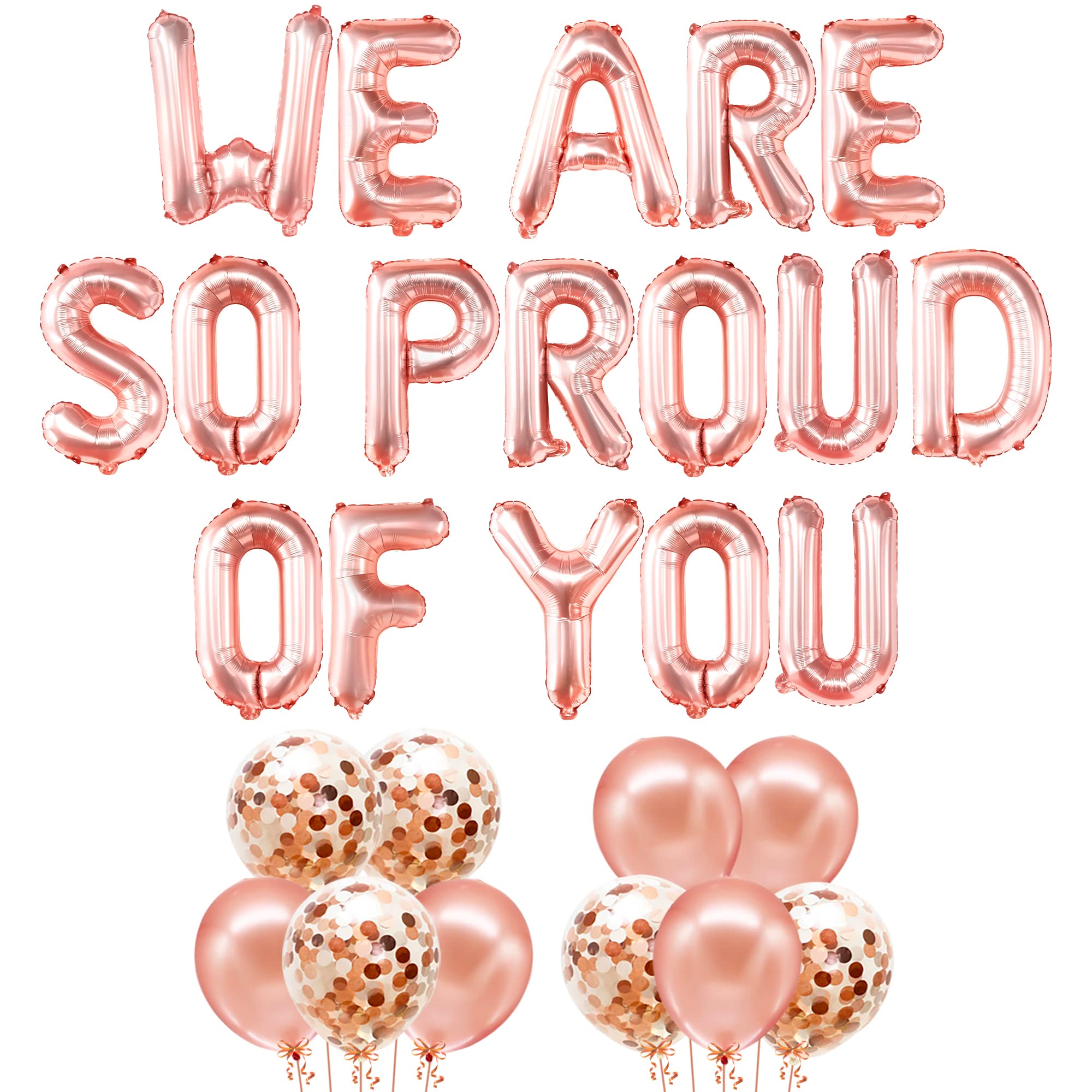 KatchOn We Are So Proud of You Balloons – 27-Pack, 16 Inch Rose Gold Foil Balloon Set for 2026 Graduation Decorations